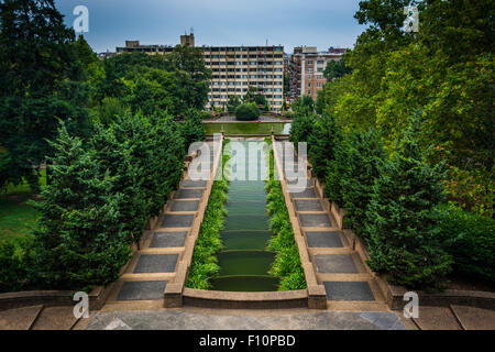 Kaskadenbrunnen im Meridian Hill Park in Washington, DC. Stockfoto