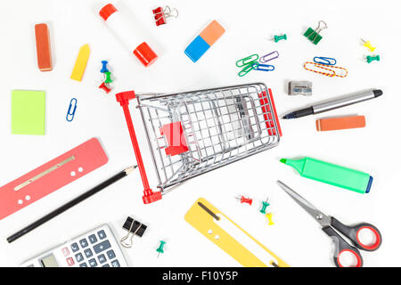 Shopping Cart und Büro liefert Stockfoto