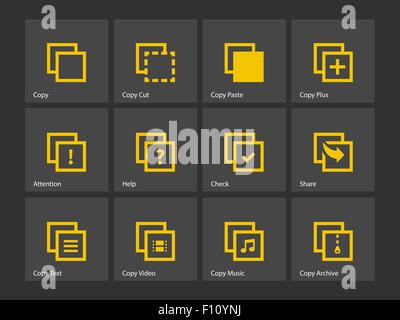 Kopieren Sie einfügen Symbole für Apps, Web-Seiten. Stock Vektor