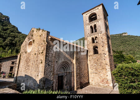 Kirche Sant Cristófol Beget. Stockfoto