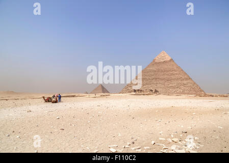 Großen Pyramiden von Giza, Gizeh, Kairo, Ägypten, Afrika Stockfoto