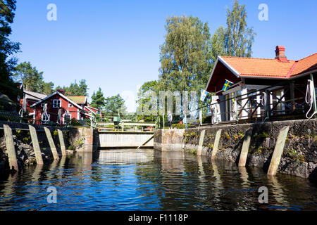 Die Schleuse in Lennartsfors, Schweden Stockfoto