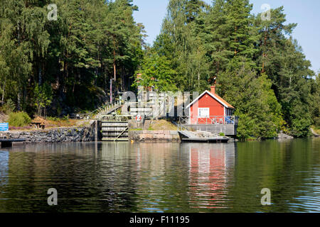 Die Schleuse in Lennartsfors, Schweden Stockfoto