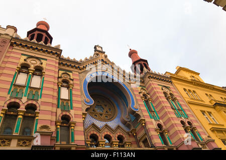 Exterieur der Jubilee-Synagoge in Prag. Es ist die jüngste und die größte Synagoge in Prag. Jubiläum der Synagoge Stockfoto