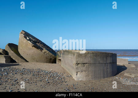 Bleibt Godwin Batterie & WW2 Verteidigung in Kilnsea, Yorkshire, England, UK Stockfoto