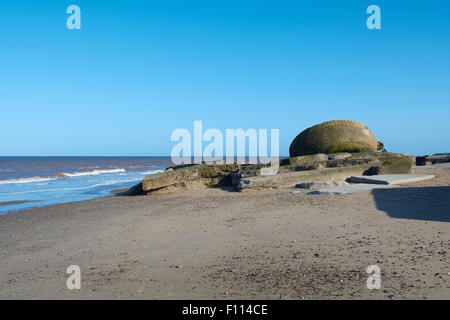 Bleibt Godwin Batterie & WW2 Verteidigung in Kilnsea, Yorkshire, England, UK Stockfoto