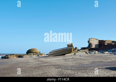 Bleibt Godwin Batterie & WW2 Verteidigung in Kilnsea, Yorkshire, England, UK Stockfoto