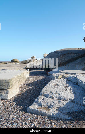 Bleibt Godwin Batterie & WW2 Verteidigung in Kilnsea, Yorkshire, England, UK Stockfoto