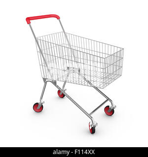 Einkaufswagen auf einem weißen Hintergrund Stockfoto