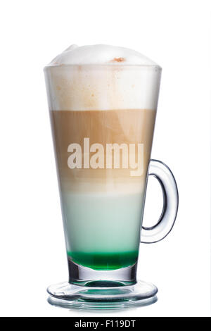 Glas Kaffee cocktail mit Minze-Sirup Stockfoto