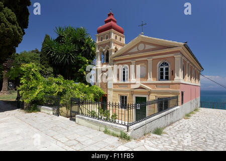 Griechisch-orthodoxe Kirche der Panagia Mandrakina oder Jungfrau Maria Kirche, historisches Zentrum, Corfu, Kerkyra, UNESCO-Weltkulturerbe Stockfoto