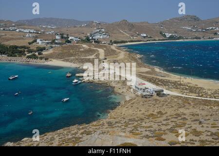 Doppelte Strand Kalafati, Mykonos, Kykladen, Griechenland Stockfoto