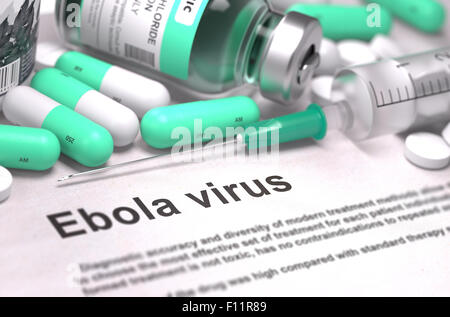 Diagnose - Ebola-Virus. Medizinisches Konzept mit unscharfen Hintergrund. Stockfoto