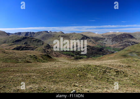 Die Lakelandpoeten-Bergkette und Patterdale Valley, Lake District Nationalpark, Grafschaft Cumbria, England, UK. Stockfoto