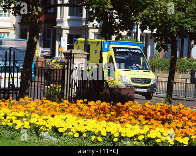 Newcastle Upon Tyne, 25. August 2015, UK News. NHS North East Rettungsdienst auf einen Aufruf in der Fußgängerzone von Tynemouth High Street besuchen. Bildnachweis: James Walsh/Alamy Live-Nachrichten Stockfoto