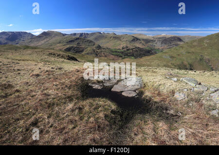 Die Lakelandpoeten-Bergkette und Patterdale Valley, Lake District Nationalpark, Grafschaft Cumbria, England, UK. Stockfoto