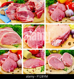 Fleisch Schwein an Bord Satz Stockfoto