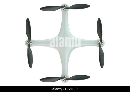 Quadrocopter Drohne mit Kamera isoliert auf weißem Hintergrund Stockfoto