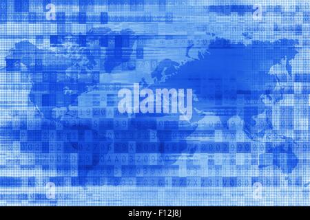 Blauen digitalen Welt Hintergrund. Abstrakte digitale Technologie Hintergrund Illustration. Stockfoto