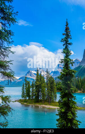 Spirit Island, Maligne Lake, Jasper Nationalpark, Alberta, Kanada Stockfoto