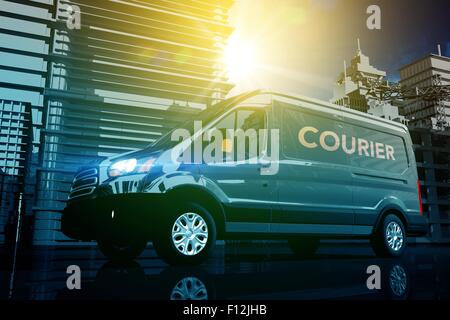 Kurierdienst in der Großstadt. Versand 3D Concept Illustration. Stockfoto