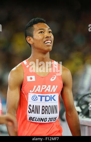 Peking, China. Der 16 Jahre alte japanische Schule-Boy wurde Zweiter in seiner Hitze für das Halbfinale qualifizieren. 25. August 2015. Abdul Hakim Sani Brown (JPN) Leichtathletik: 15. IAAF World Championships in Athletics Beijing 2015 Herren 200m Läufe im Beijing National Stadium in Peking, China. Der 16 Jahre alte japanische Schule-Boy wurde Zweiter in seiner Hitze für das Halbfinale qualifizieren. Bildnachweis: YUTAKA/AFLO SPORT/Alamy Live-Nachrichten Stockfoto