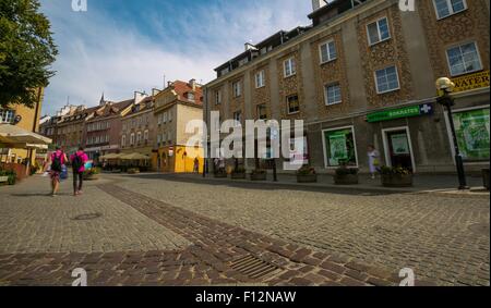 OLSZTYN, Polen - 21. August 2015: Alte Häuser von Olsztyn in Altstadt Zentrum von Olsztyn Stockfoto