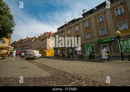 OLSZTYN, Polen - 21. August 2015: Alte Häuser von Olsztyn in Altstadt Zentrum von Olsztyn Stockfoto