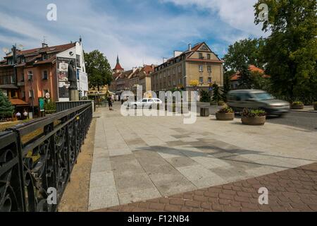 OLSZTYN, Polen - 21. August 2015: Alte Häuser von Olsztyn in Altstadt Zentrum von Olsztyn Stockfoto