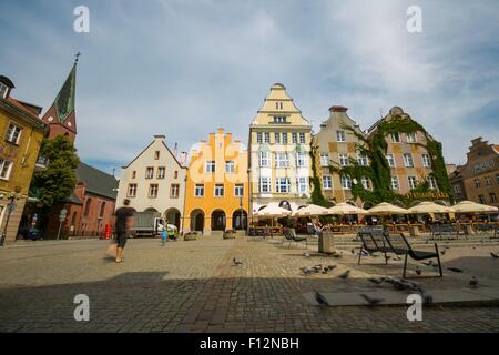 OLSZTYN, Polen - 21. August 2015: Alte Häuser von Olsztyn in Altstadt Zentrum von Olsztyn Stockfoto