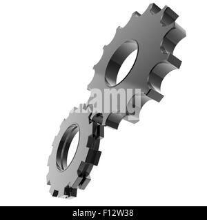 3D Zahnrad Zahnrad auf weißem Hintergrund Stockfoto