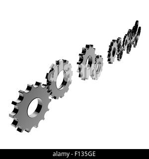 3D Zahnrad Zahnrad auf weißem Hintergrund Stockfoto