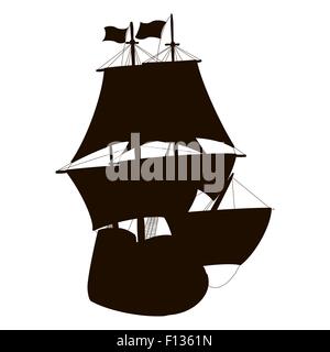 Silhouette-Segelboot Stock Vektor