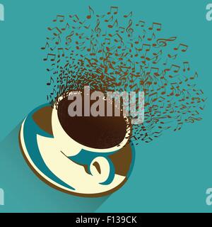 Musiknoten und Kaffeetasse Hintergrund Stock Vektor