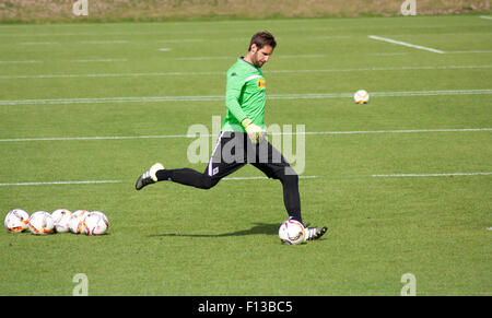 Mönchengladbach, Deutschland. 26. August 2015. Professionelle Torwart Christofer Heimeroth beim Training der deutschen Fußball-Clubs VFL Borussia Mönchengladbach. Bildnachweis: Daniel Kaesler/Alamy Live-Nachrichten Stockfoto