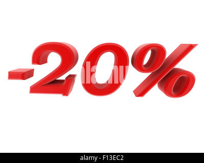 3D Bild 20 Prozent Rabatt auf Ziffern Stockfoto