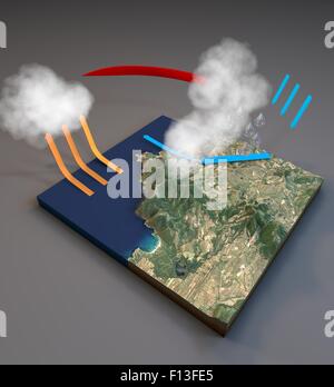 Wasserkreislauf, Satellitenansicht, Abschnitt Land. Element dieses Bildes sind von der NASA eingerichtet Stockfoto