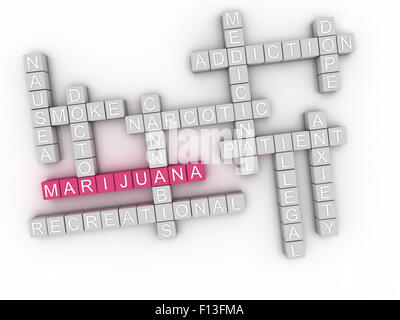 3D-Bild Marihuana Word cloud-Konzept Stockfoto