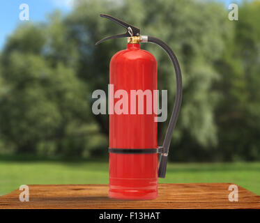 Neue leere roten Feuerlöscher in Nahaufnahme Stockfoto