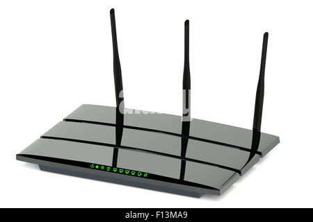 Moderne drahtlose Internet-Router isoliert auf weißem Hintergrund Stockfoto