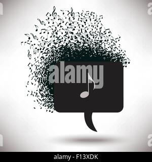 Sprechblase mit Noten auf einem einfarbigen Hintergrund brummt Stock Vektor
