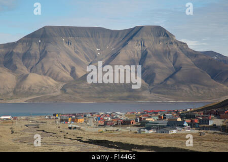 Ein Blick auf Longyearbyen, Svalbard. Stockfoto