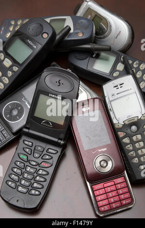 Eine Auswahl alter Handys/Handys Stockfoto