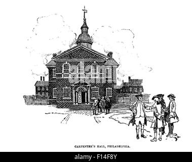 1700S 1770S GRAVUR VON TISCHLER HALLE PHILADELPHIA PENNSYLVANIA IM JAHR 1790 Stockfoto