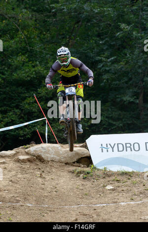 Val Di Sole, Italien - 22. August 2015: Lukasik Slawomir in Aktion während der Mens Elite Downhill letzten WM Stockfoto