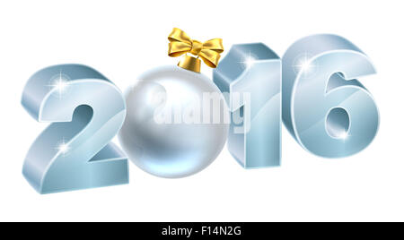 Christbaum Christbaumkugel Kugel Dekoration Ornament mit einem goldenen Bogen 2016 Weihnachten oder Neujahr-Design. Stockfoto