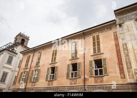 Detail des Freskens auf der piazza ducale. Vigevano, Italien Stockfoto