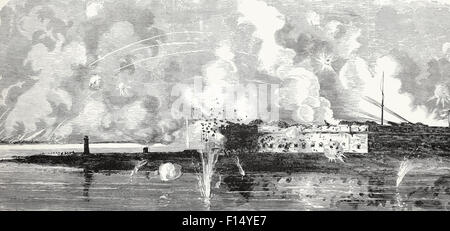 Die Bombardierung von Fort Pulaski - zweiter Tag, Freitag, 11. April 1862. Georgia, USA Bürgerkrieg Stockfoto