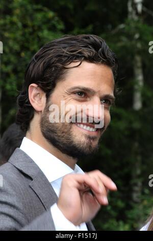 Arvika, Värmland-26-08-2015 Prinz Carl Philip Princess Sofia und Prinz Carl Philip am 1. Tag des 2 Tages Besuch in Värmland Besuch bei Byamossarna Naturreservatet RPE/Albert Nieboer/Niederlande, - Nein-Draht-SERVICE- Stockfoto