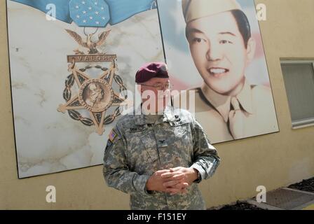 Italien, Lager Ederle US Army Base in Vicenza, Denkmal des Soldaten Sadao Munemori, Ehrenmedaille des Kongresses Stockfoto